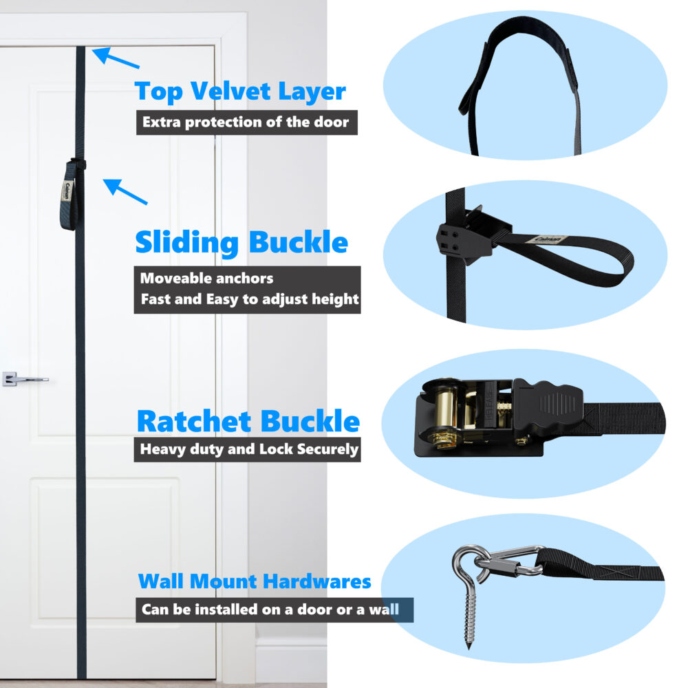 FITKIT Door and Wall Moveable Anchor Straps with Adjustable Anchor Points for Resistance Bands, Workout Attachment for Home Gym, Fits 6-8 ft Doors - Image 6