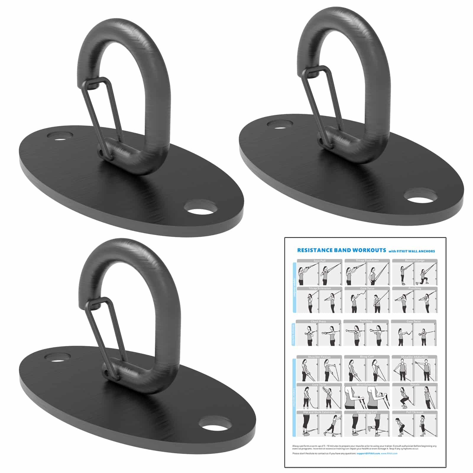 Wall Mount Anchors For Resistance Bands – Stainless Steel Hooks With Exercise Bands Kit, Home Gym Equipment For Strength Training & Yoga - View #4